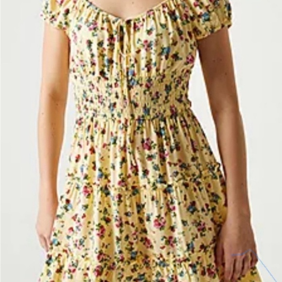 NWT By & By Size Medium 3 Tier Ruffle Short Sleeve Floral Print Dress. - Picture 1 of 12